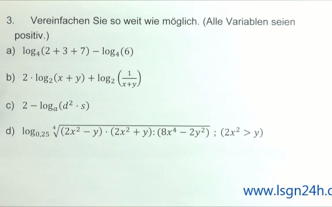 ADA: Logarithmen : Binome im Argument