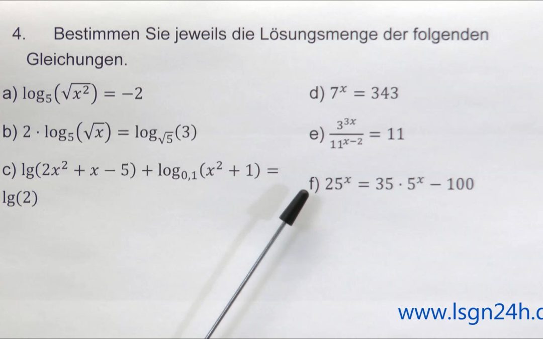 ADA: Logarithmen : Exponentialgleichung und quadratische Gleichung