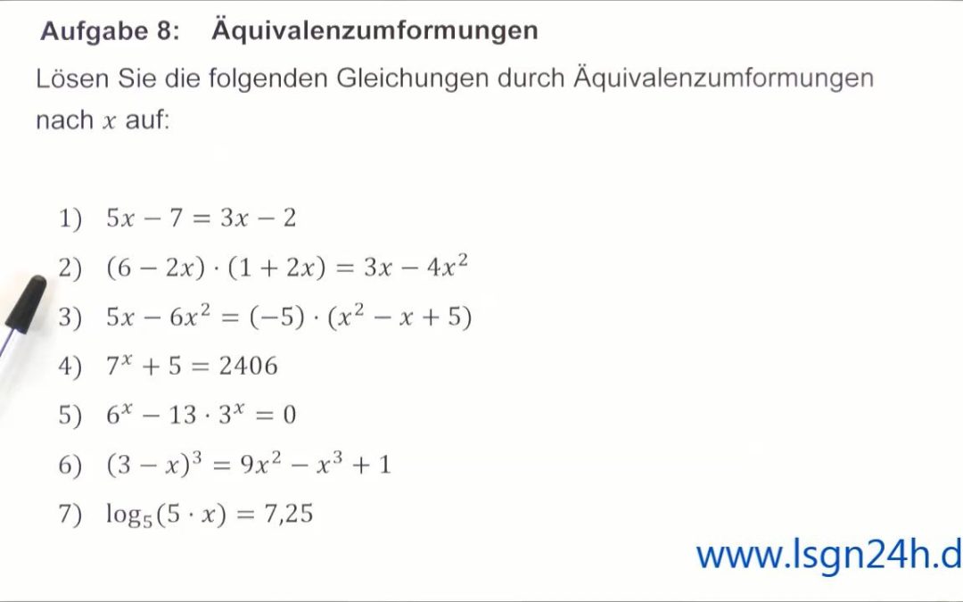 ADA: Äquivalenzumformungen : quadratische Terme