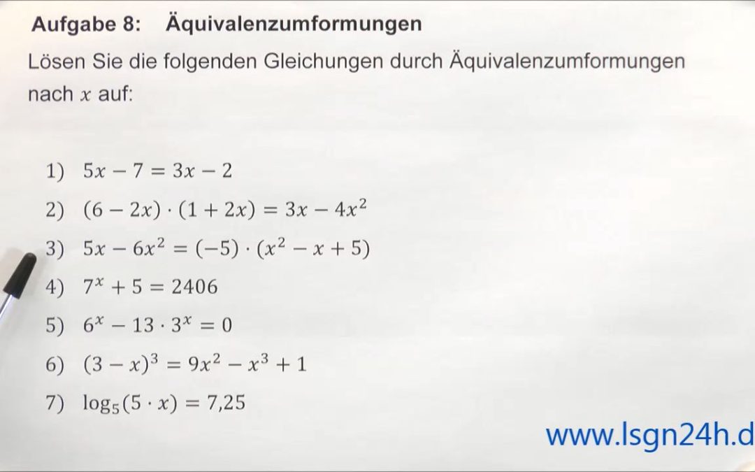 ADA: Äquivalenzumformungen : quadratische Terme und Trinom