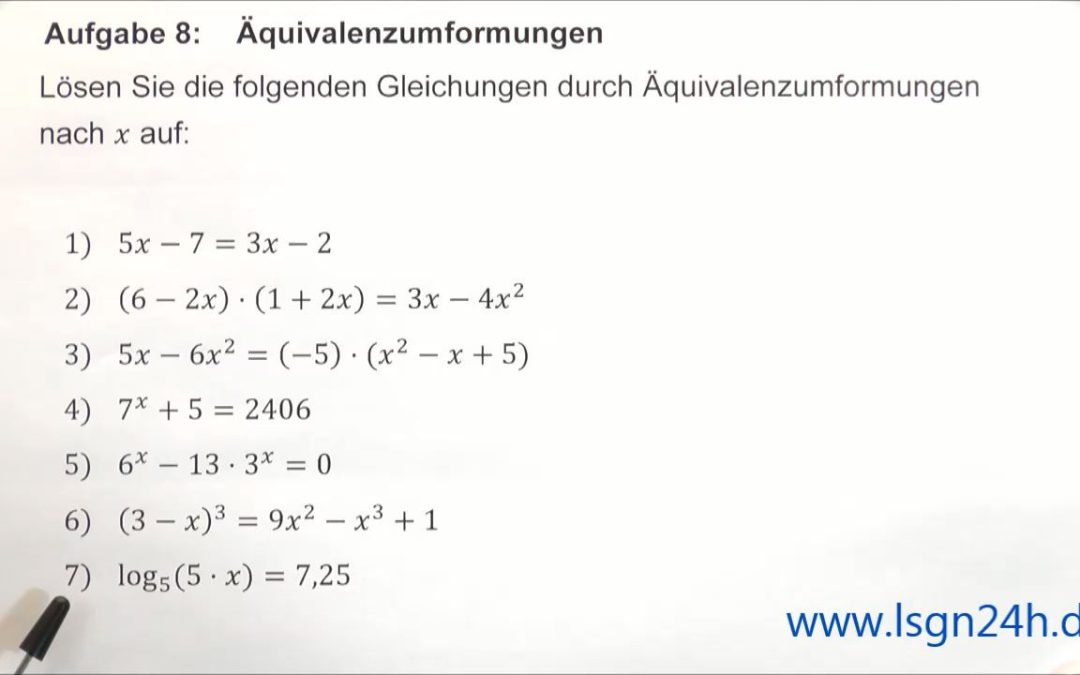 ADA: Äquivalenzumformungen : Logarithmusgleichung