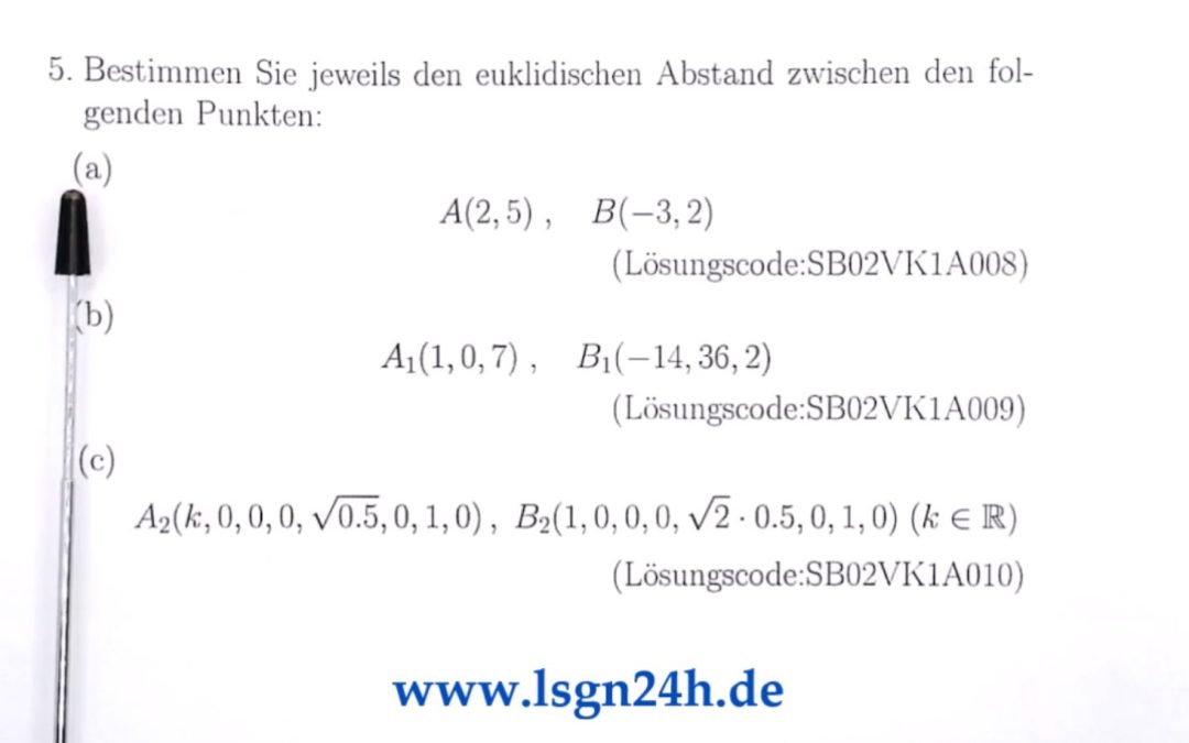 Wie groß ist der Abstand zwischen den Punkten aus dem $\mathbb{R}^2$?