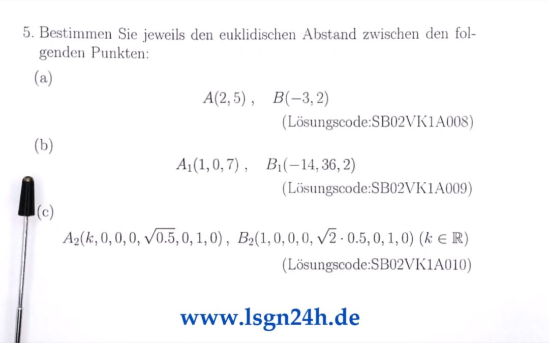 Wie groß ist der Abstand zwischen den Punkten aus dem $\mathbb{R}^3$?