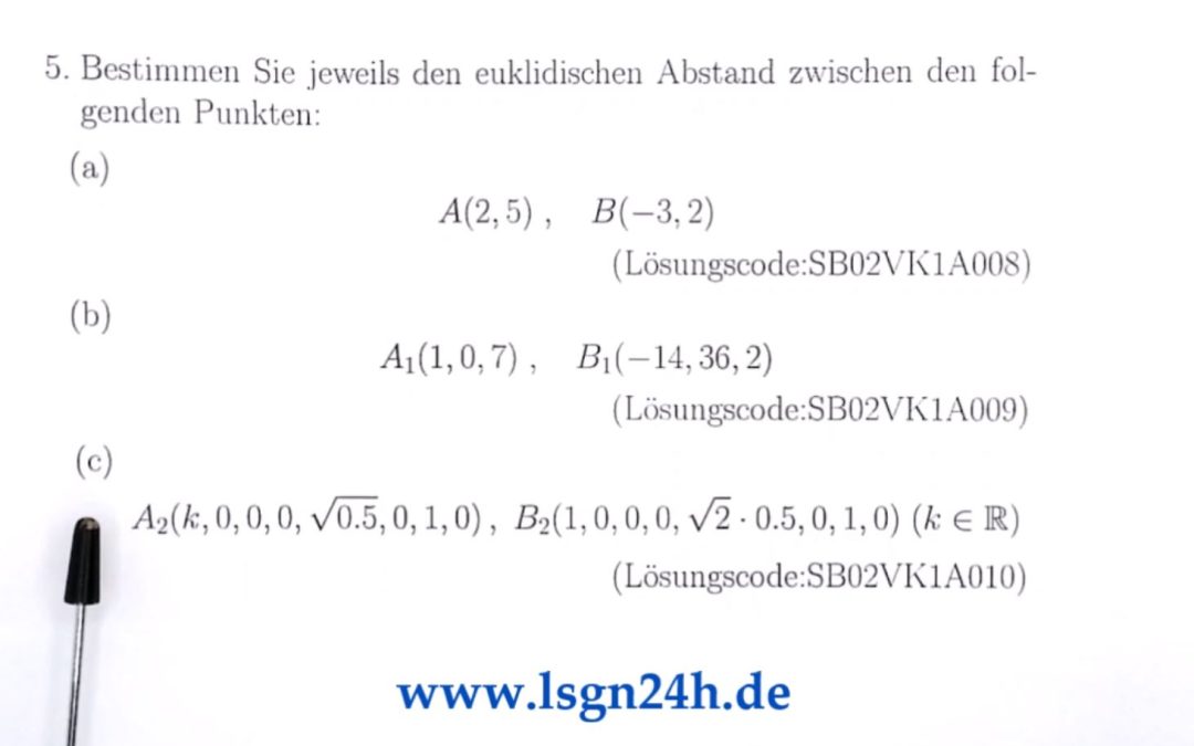 Wie groß ist der Abstand zwischen den Punkten aus dem $\mathbb{R}^8$?