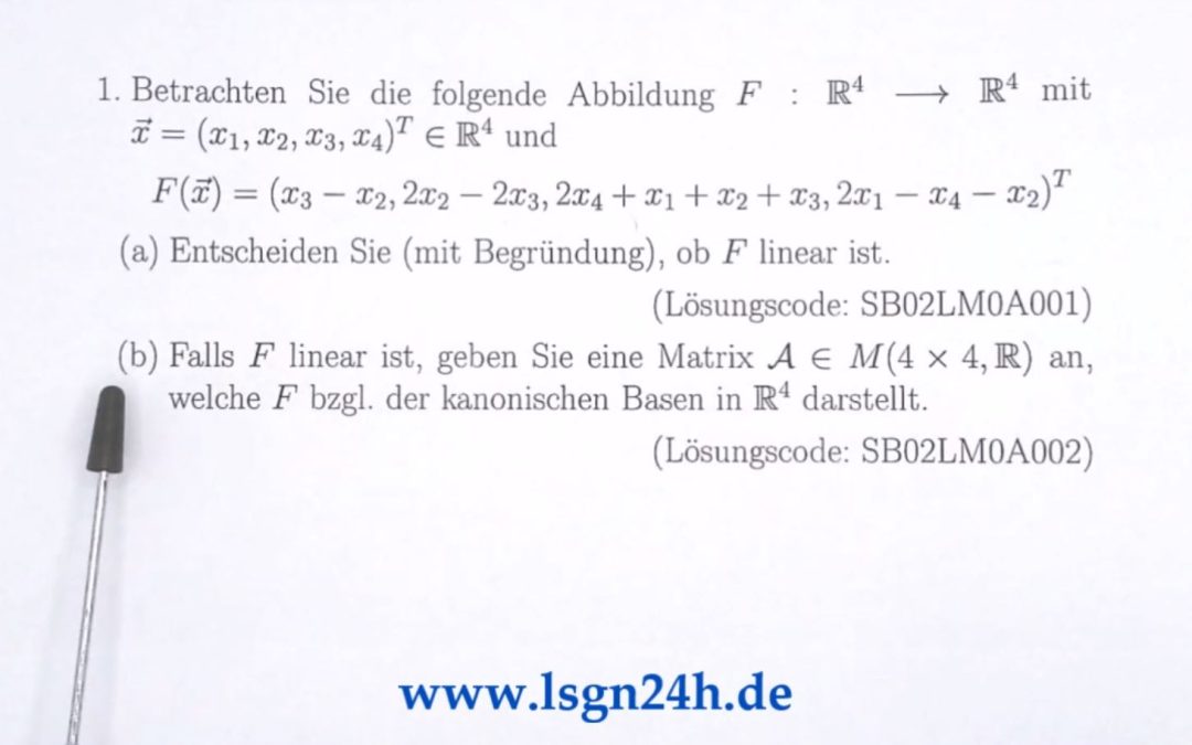 Wie lautet die darstellende Matrix zu $F$?