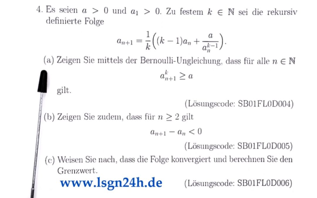 Ist die $k$-te Potenz des $(n+1)$-ten Folgegliedes größer als $a$?