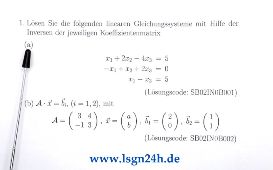 Wie ergibt sich die Lösung mittels der Inversen? (1 von 2)