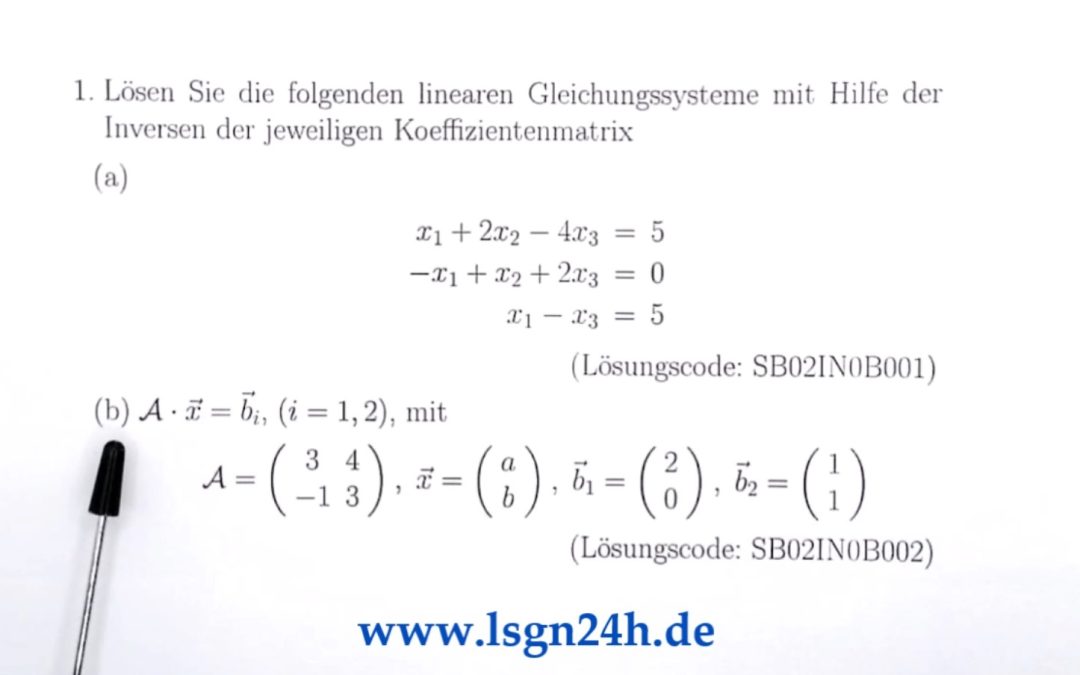 Wie ergibt sich die Lösung mittels der Inversen? (2 von 2)