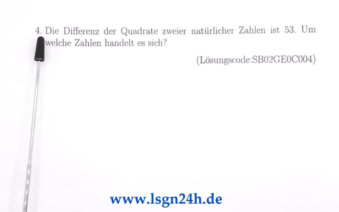 Welche Quadratzahlen ergeben in ihrer Differenz 53?