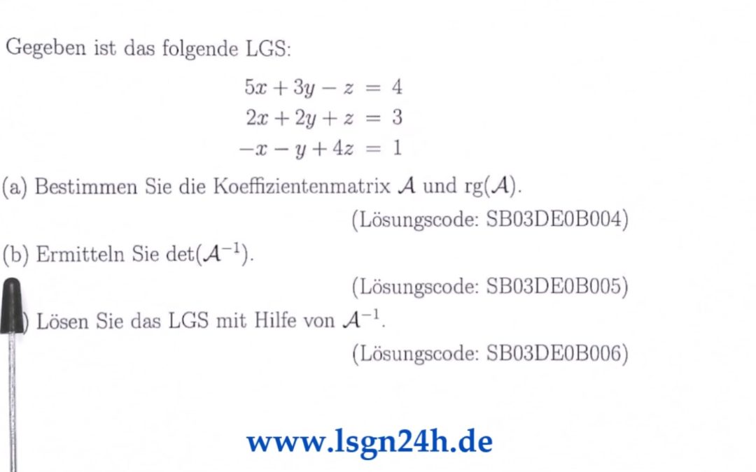 Wie lautet die Determinante der inversen Koeffizientenmatrix?