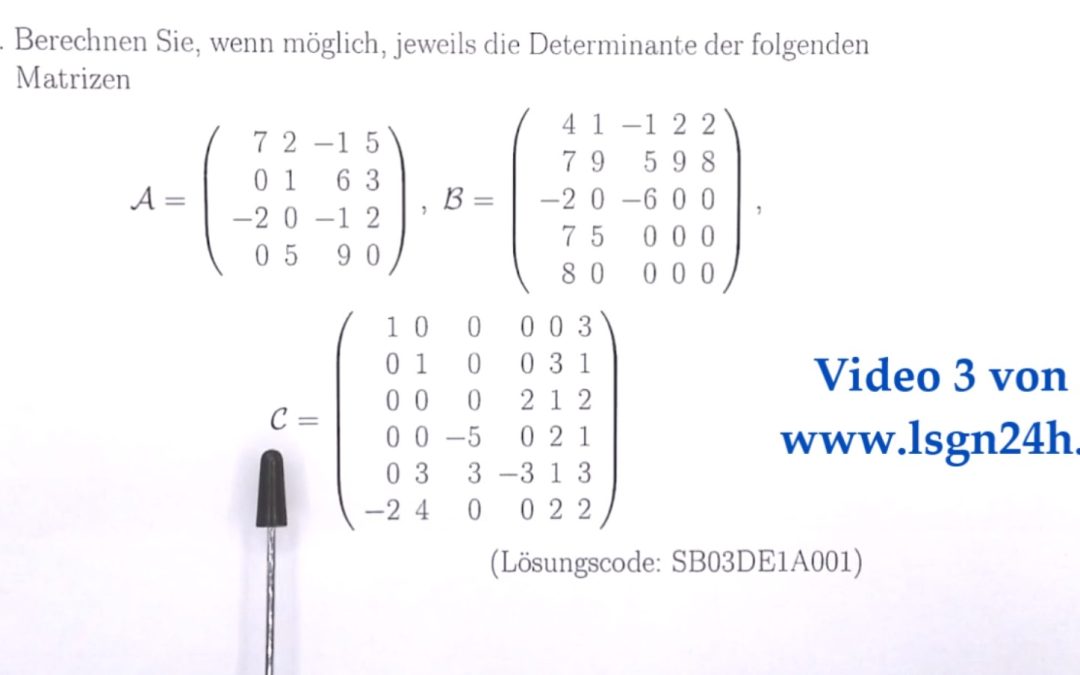 Welche Werte besitzen diese Determinanten? $\qquad$$\quad$ ($\det(C)$, 3 von 3)