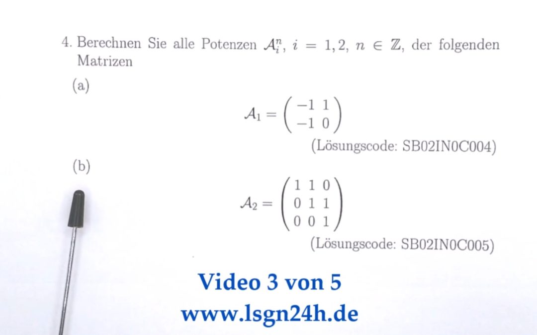 Wie lassen sich die Potenzen dieser $3\times 3$-Matrix darstellen? (3 von 5)