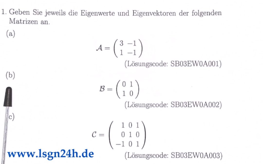 Wie lauten die Eigenwerte und Eigenvektoren dieser $2\times2$-Permutationsmatrix?