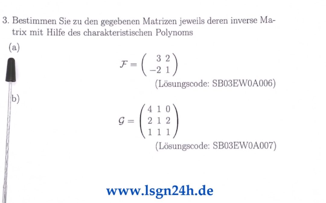 Wie bestimmt man $\mathcal{F}^{-1}$ aus dem charakteristischen Polynom?