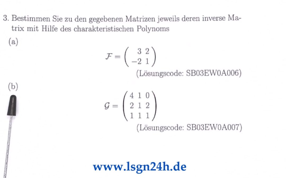 Wie bestimmt man $\mathcal{G}^{-1}$ aus dem CP, bei $\mathcal{G}\in M(3\times 3, \mathbb{R})$?