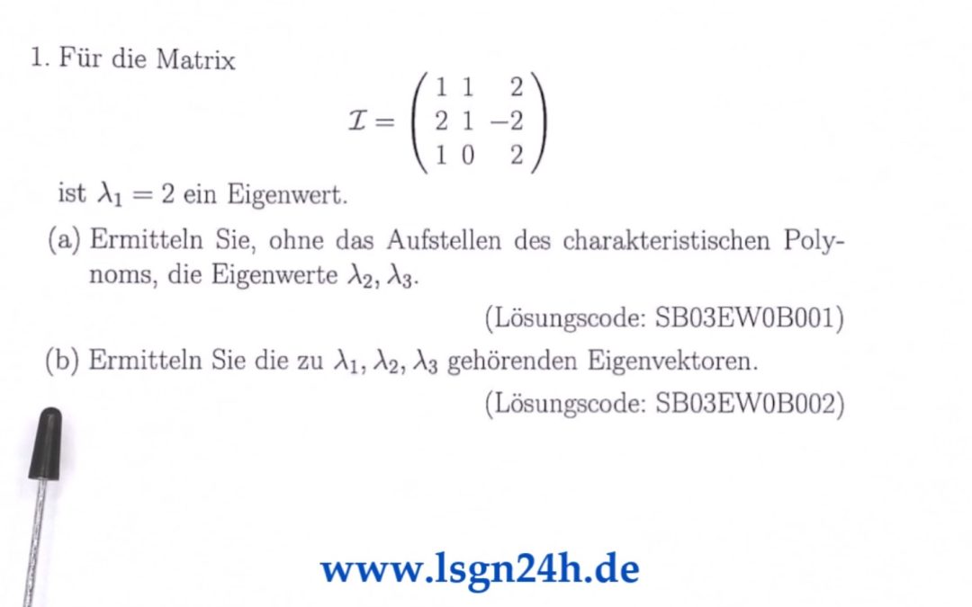 Wie lauten nun die Eigenvektoren zu den Eigenwerten von $\mathcal{I}$?