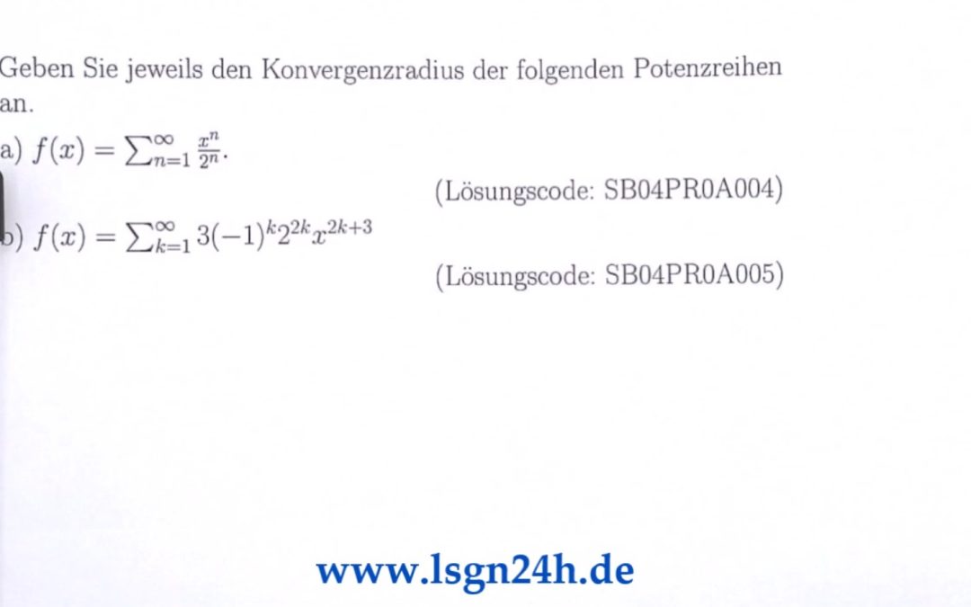 Welchen Konvergenzradius besitzt diese einfache Potenzreihe?