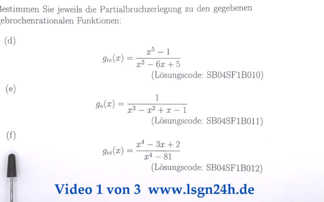 Wie berechnet sich die PBZ dieser nicht echt gebrochenrationalen Funktion? (1 von 3)