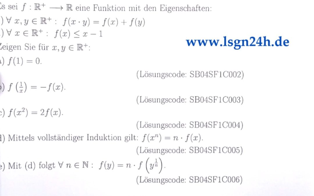 Gilt für die unbekannte Funktion $f(1)=0$?