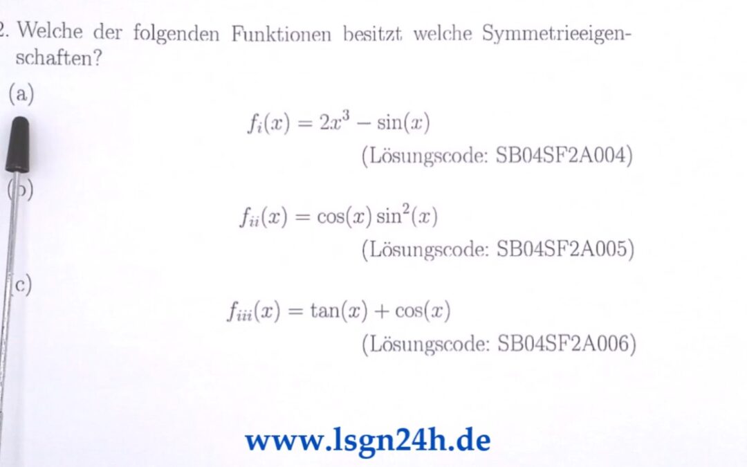 Welche Symmetrie besitzt dieser Funktionsterm? $\quad$ (1 von 3)