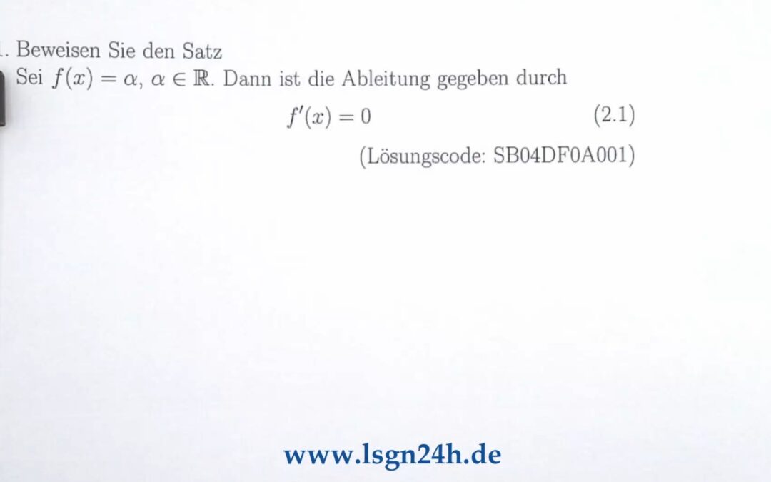 Wie beweist man die Ableitung einer Konstanten?