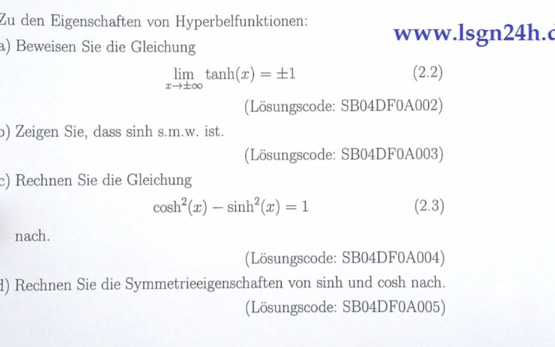 Wie beweist man diese Grundgleichung der Hyperbelfunktionen?