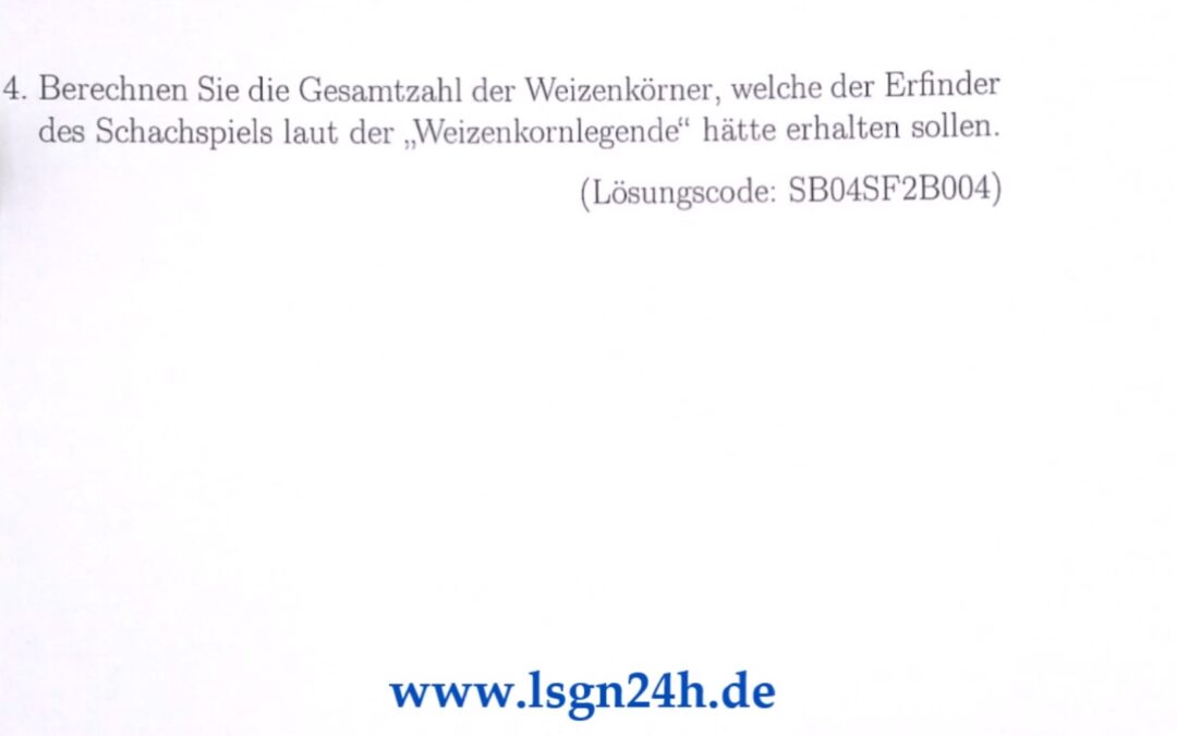Wie viele Weizenkörner bekam wohl der Erfinder des Schachspiels?