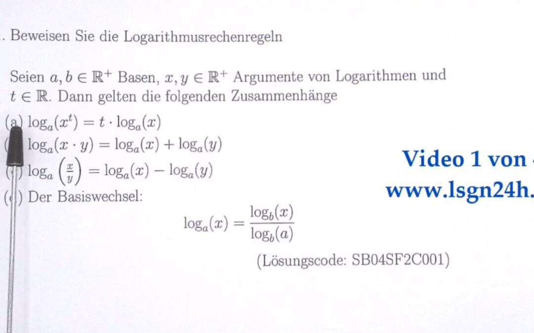 Wie beweist man diese Rechenregel für Logarithmen? (1 von 4)