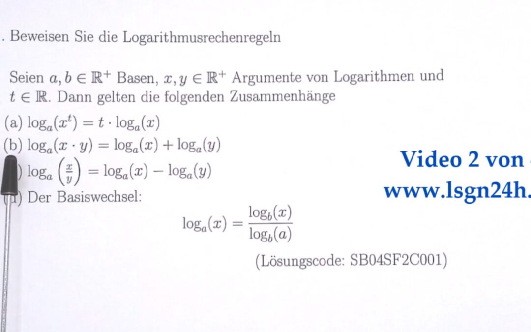 Wie beweist man diese Rechenregel für Logarithmen? (2 von 4)