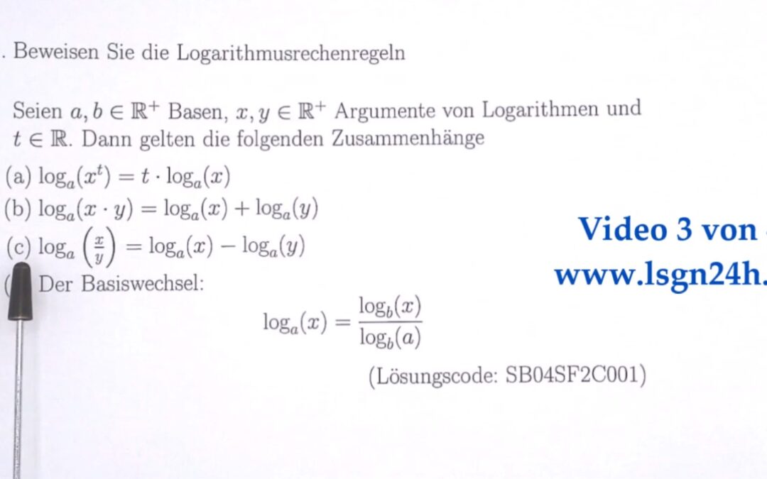 Wie beweist man diese Rechenregel für Logarithmen? (3 von 4)