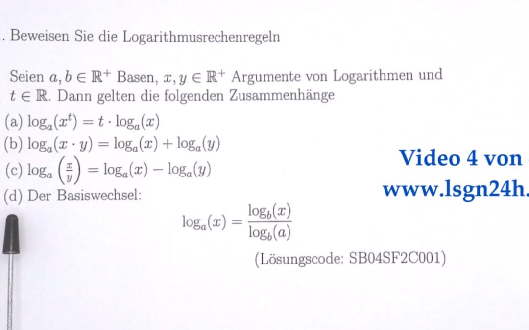 Wie beweist man diese Rechenregel für Logarithmen? (4 von 4)