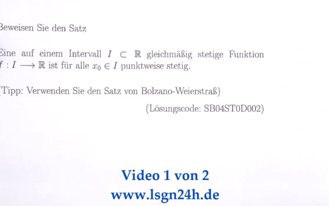 Wie hängen gleichmäßige und punktweise Stetigkeit auf einem Intervall zusammen? (1 von 2)