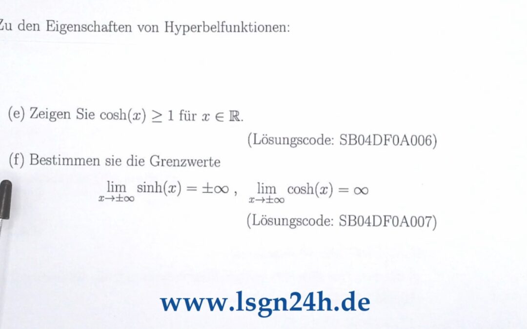 Wie verhalten sich $\sinh(x)$ und $\cosh(x)$ im Unendlichen?