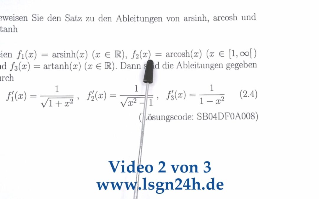 Wie berechnet sich die Ableitung von $\textrm{arcosh}(x)$?