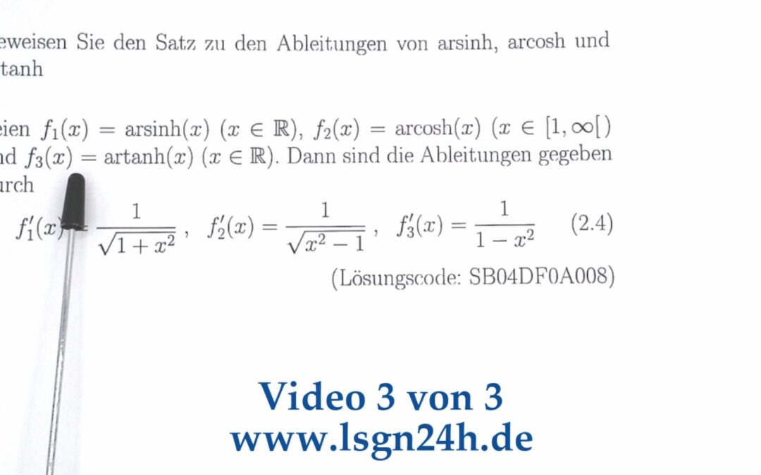 Wie berechnet sich die Ableitung von $\textrm{artanh}(x)$?