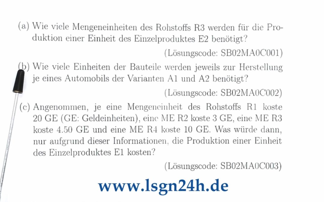 Wie viele ME der Bauteile benötigt man je Automobil?