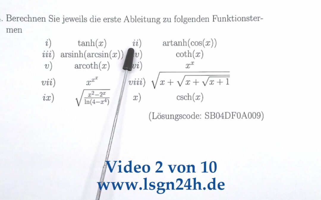 Wie berechnet sich die Ableitung von $\textrm{artanh}(\cos(x))$?