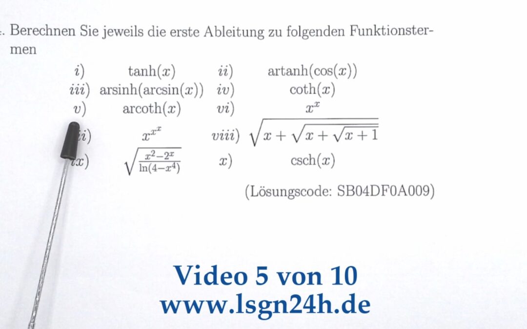 Wie berechnet sich die Ableitung von $\textrm{arcoth}(x)$?