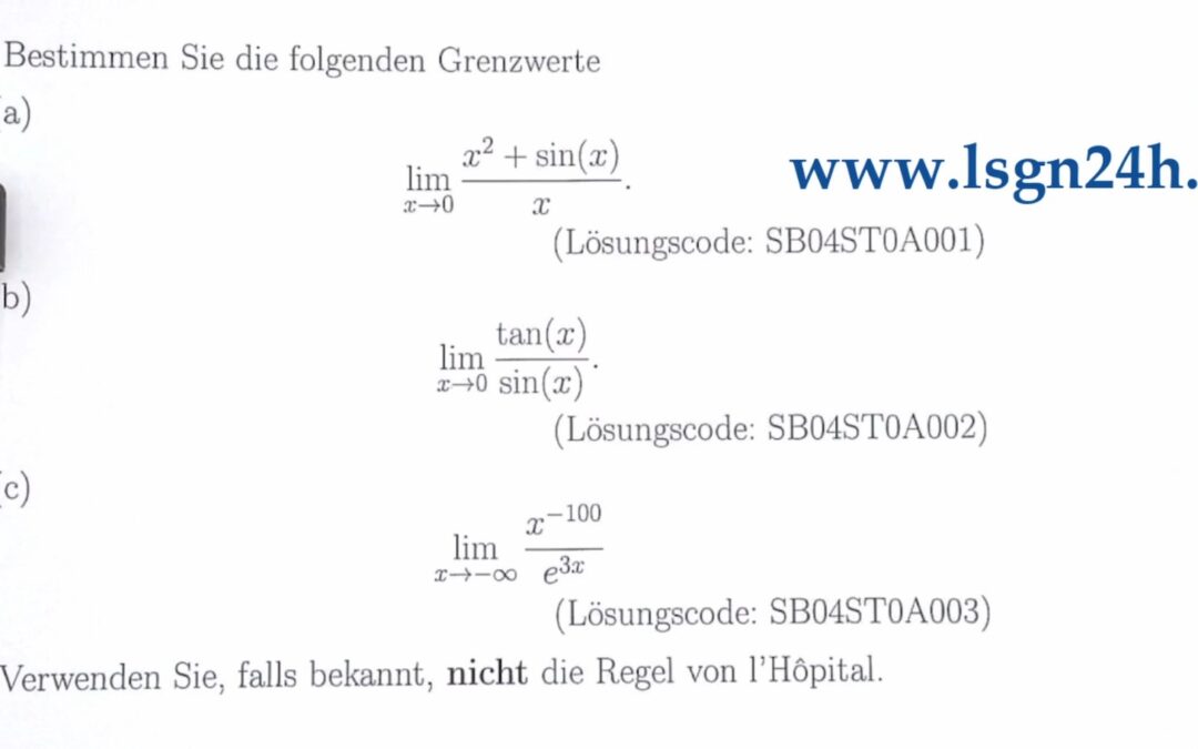 Wie lässt sich der Grenzwert bestimmen? (1 von 3) (ohne L’Hospital)