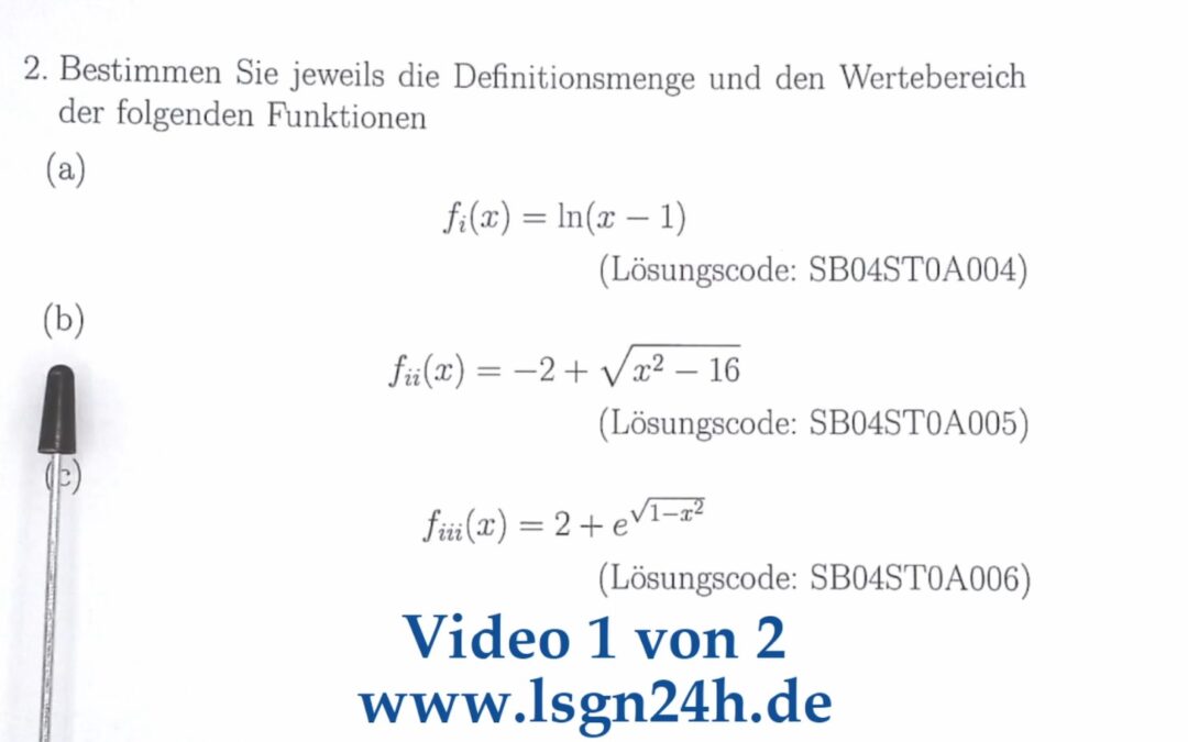 Wie sind Definitions- und Wertebereich dieser Funktion gegeben? (1 von 2)