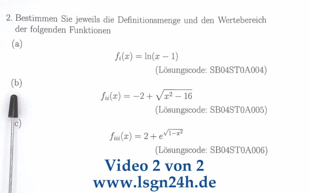 Wie sind Definitions- und Wertebereich dieser Funktion gegeben? (2 von 2)