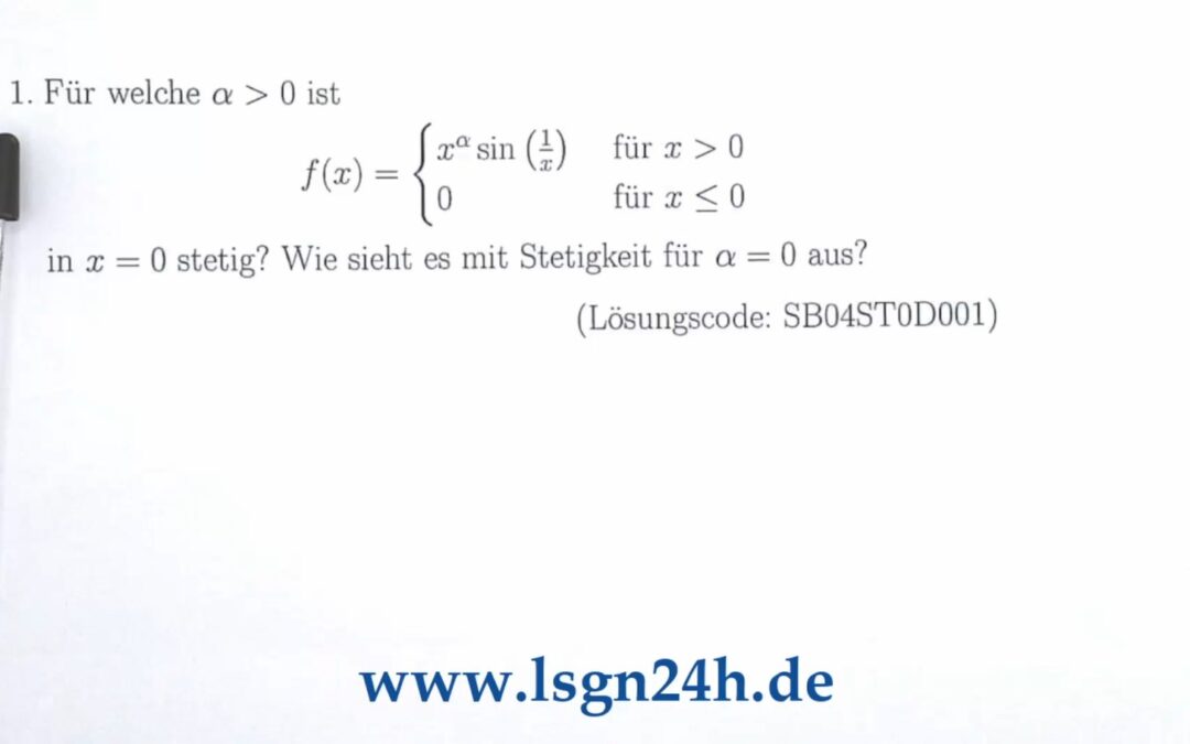 Für welche $\alpha$ ist diese Funktion stetig?