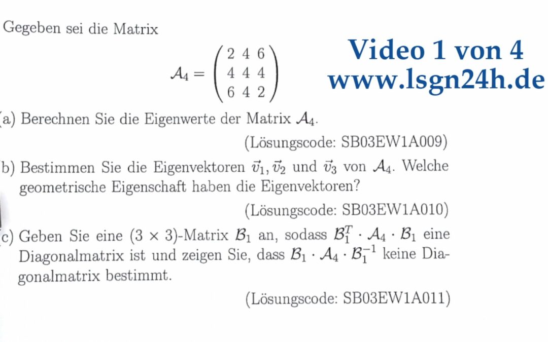 Was für Eigenvektoren gehören zur Matrix $\mathcal{A}_4$? $\qquad$ (1 von 4)