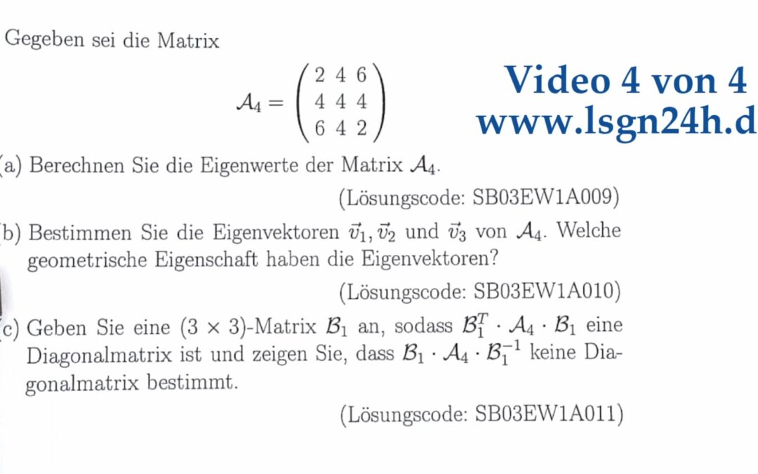 Was für Eigenvektoren gehören zur Matrix $\mathcal{A}_4$? $\qquad$ (4 von 4)