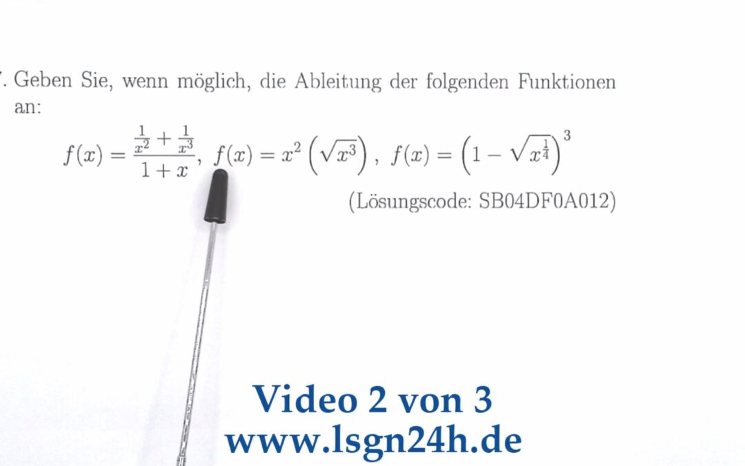 Wie berechnet sich jeweils die Ableitung dieser Funktionen? (2 von 3)
