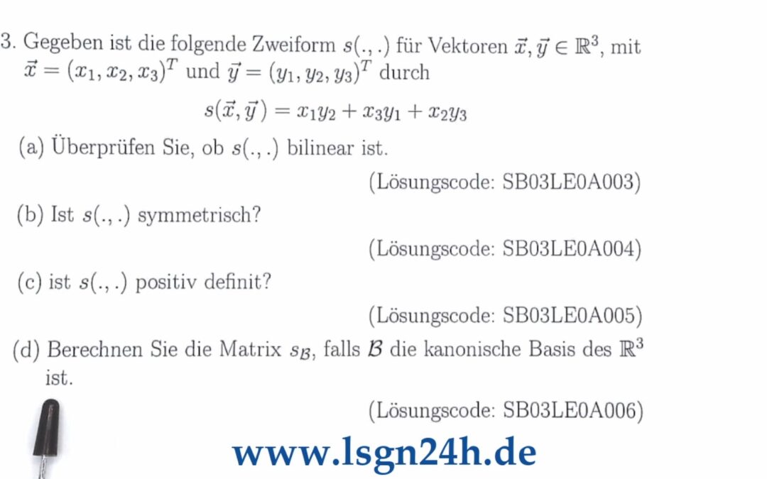 Wie stellt sich die Zweiform als Matrix in der kanonischen Basis dar?