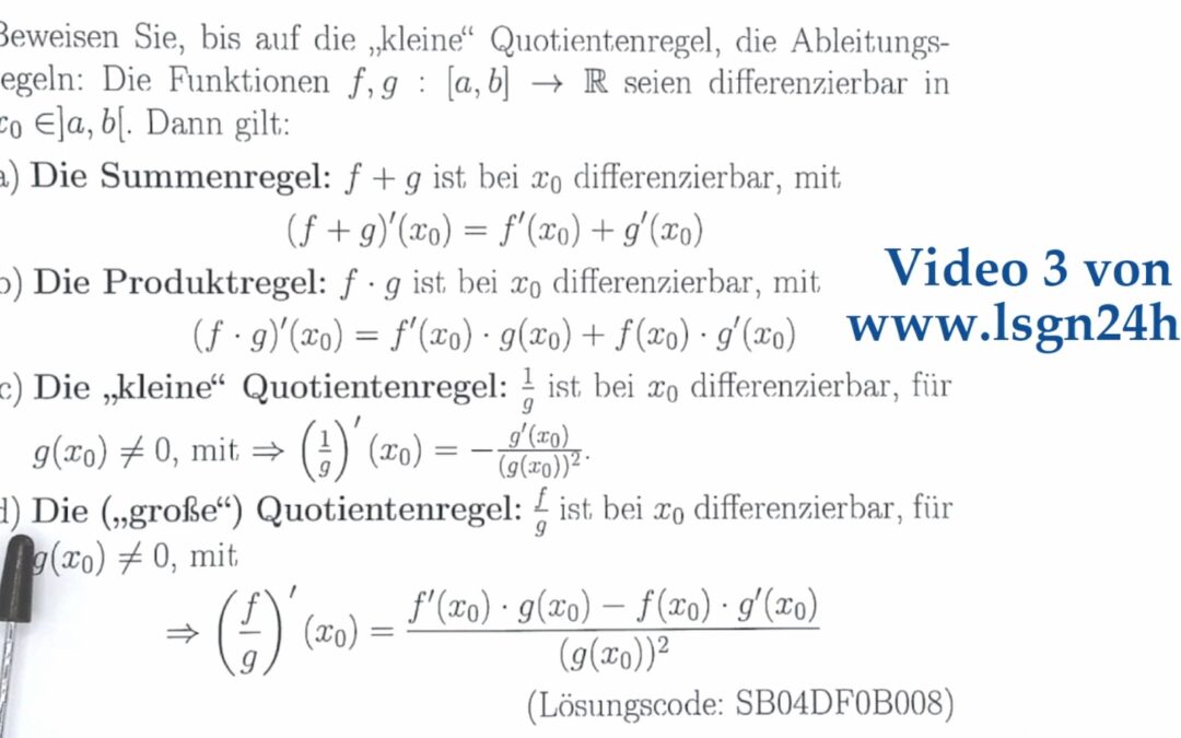 Wie kann man die „große“ Quotiententregel beweisen?