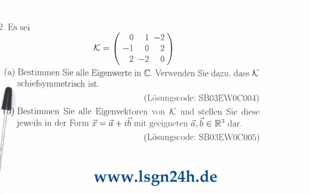 Welche komplexen Eigenwerte besitzt die Matrix $\mathcal{K}$?