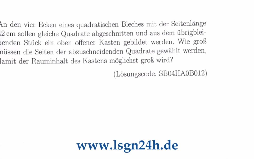 Wie gestaltet sich das Blech für maximalen Rauminhalt des Kastens?
