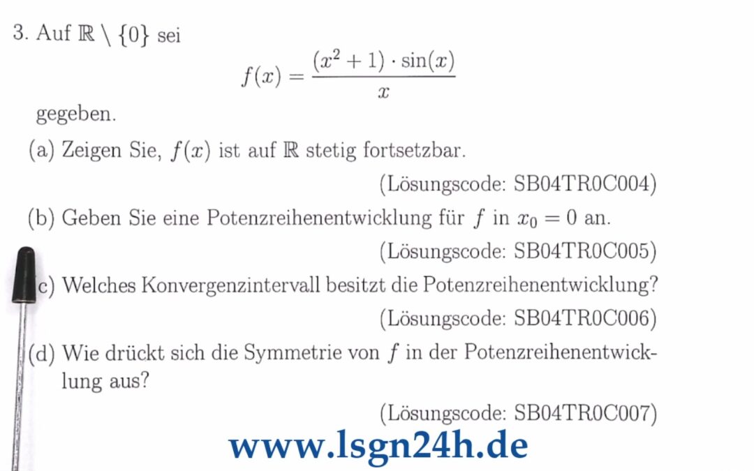 Wie lautet die Potenzreihenentwicklung von $f$ bei $x_0=0$?